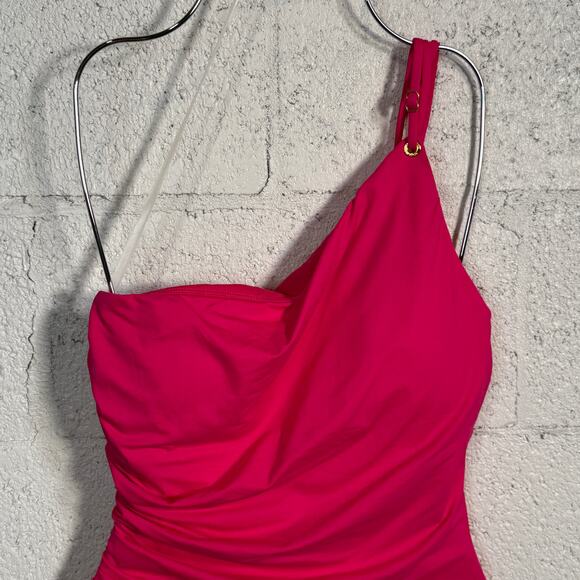 Ralph Lauren Womens Solids One Shoulder 1Piece Pink, 14 MSRP $135 - Picture 2 of 15